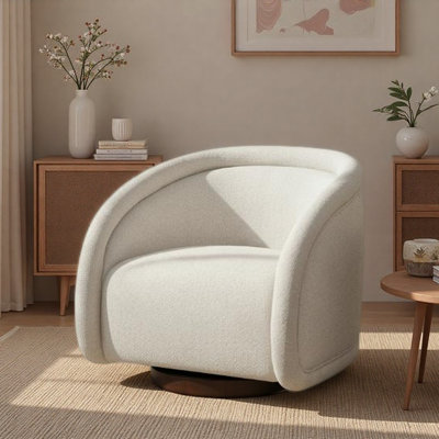 Chaise pivotante Boucle avec base en bois massif au fini noyer
