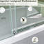 Enceinte de porte de douche de 56 à 60 po x H 60 po, verre trempé de 8 mm de 5/16 po, nickel brossé conçu pour les petits espaces, fonctionnement doux et silencieux, collision, fonction de barre à serviettes, rapide