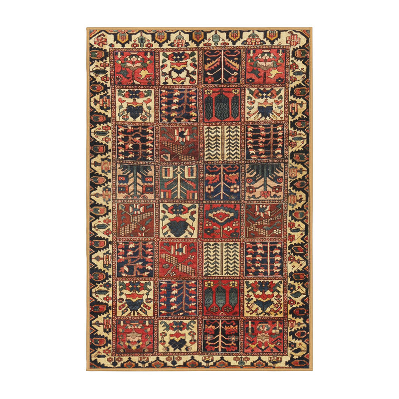 Tapis brun / beige / bleu, Rectangle 5 pi x 7 pi