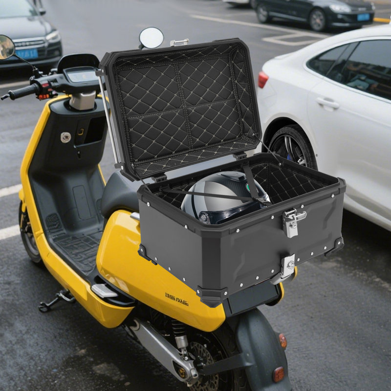 Motorcycles Tail Storage Case With Safety Lock, 12.01" H x 22.24" W x 15.55" D