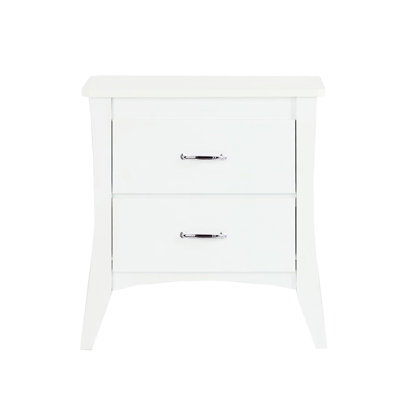 White Nightstand With Two Size Drawers And Function White 2 Tapered Leg Design