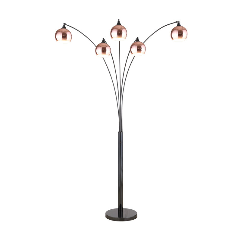 Strano 86'' Tree Floor Lamp, Rose Copper, Rose Copper & Jet Black/Gun Metal