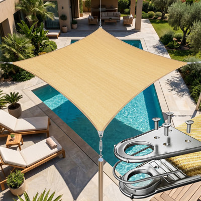 Customize Rectangle Super Ring Sun Shade Sail 260 GSM Heavy Duty