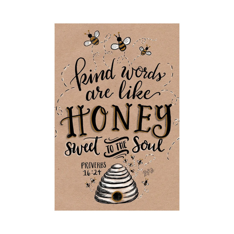 Kraft - Kind Words Are Like Honey, Wrapped Canvas, 20.32 cm H x 30.48 cm W
