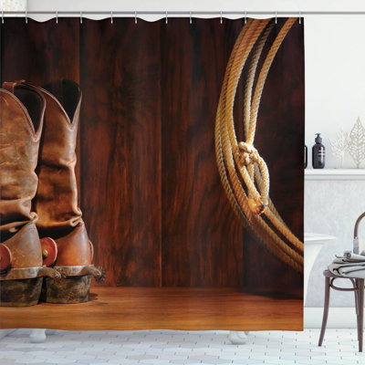 Western Shower Curtain with Hooks Included