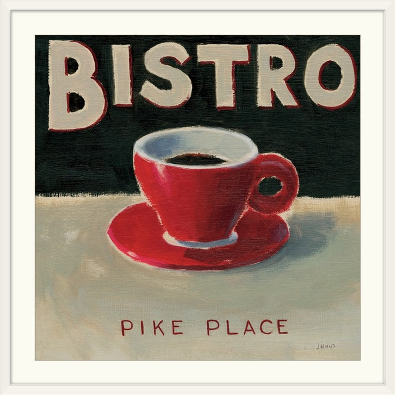« iv » par james wiens,, affiche rétro Coffee Spot, H 38 po x l 38 po x P 1 po, Cadre blanc