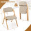 Chaises de salle à manger pliantes avec coussin, siège rembourré en tissu de lin, structure en bois-133392069