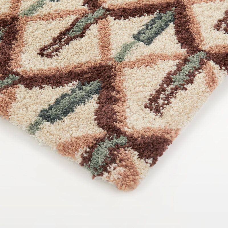 Behring Brown/Blue Art Deco Geometric Area Rug, Rectangle 7'10" x 10'