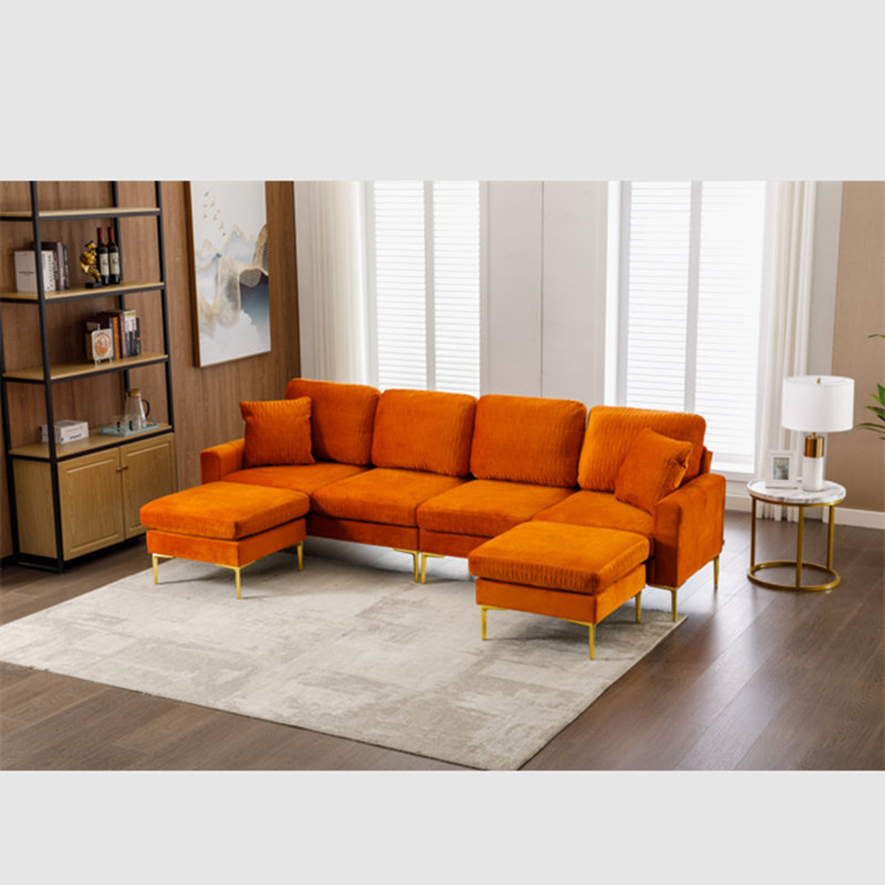Lorrika 113.4'' Square Arm Sofa, Orange Velvet Incorrect