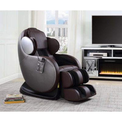 Pacari Chocolate Leatherette Massage Chair with 2D Whole Body Therapy and Zero Gravity Recline for Ultimate Relaxation