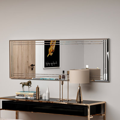 Modern Dresser Mirror, White, 15.7 x 47.2 x 0.9 inches | 100% MDF with Ecological Flotal-E Glass | Wall-Mountable, Sleek Geometric Design, Perfect for Contemporary Bedrooms & Living Spaces, Stylish & Functional