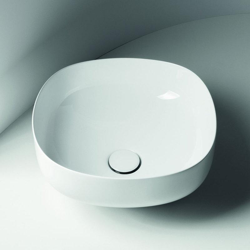 WS Bath Collections Top 17.8'' Ceramic Bathroom Sink, Glossy White