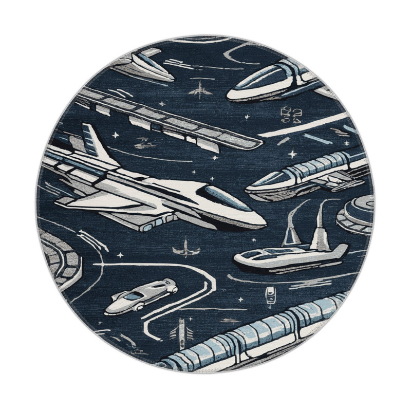 Tapis intérieur et extérieur gris Transport, Rond 5 pi