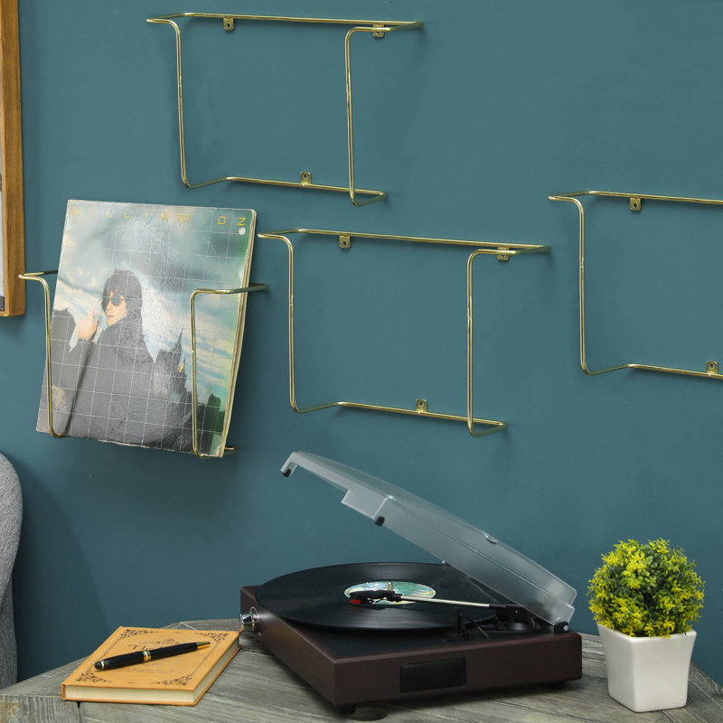 4 Piece Vinyl Record Album Wall Mounted Media Shelves