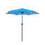 Parasol 9 pi avec abat-jour de patio, motif + auvent bleu, forme hexagonale de l'auvent, poteau à grain noir argenté, inclinaison à bouton-poussoir, système de levage à manivelle, évent, jardin et protection Upf 40+