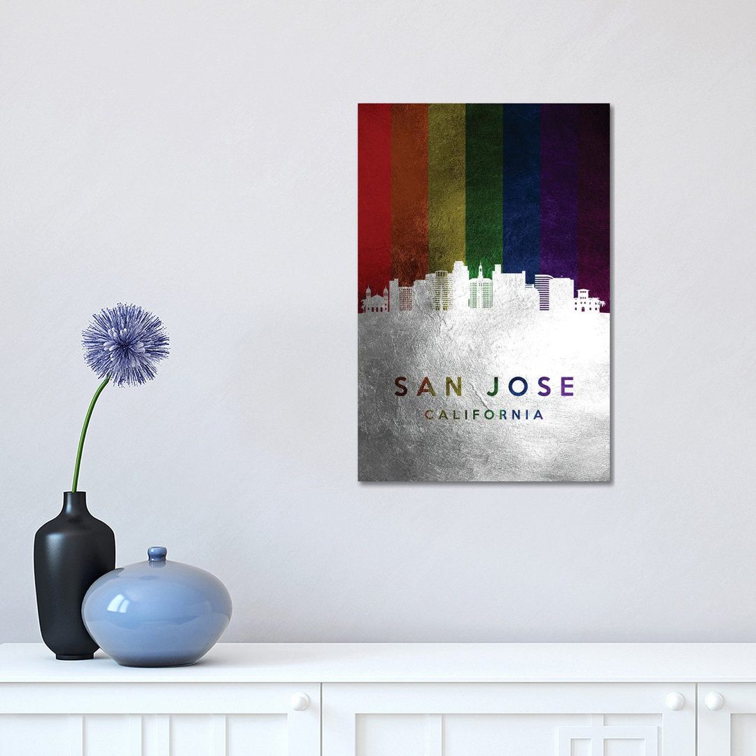 San Jose California Spectrum Skyline by Adrian Baldovino - Wrapped Canvas Print