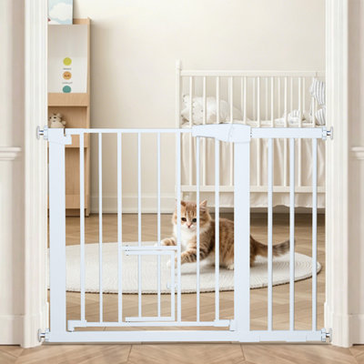 Auto Close Safety Gate with Pet Door 29.5"-40.5" Pet Gates for Doorways Stairs House