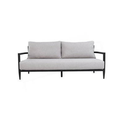 Modern Outdoor Fully Weld Bench Seat Sofa With Premium Aluminum Frame In Ember Black,Sunbrella Cushion,Ergonomic Backrest,Tapered Legs & Center Support, Weather-Resistant For Patio, Garden, Balcony