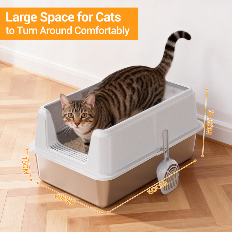 Stainless Steel Litter Box, Grey