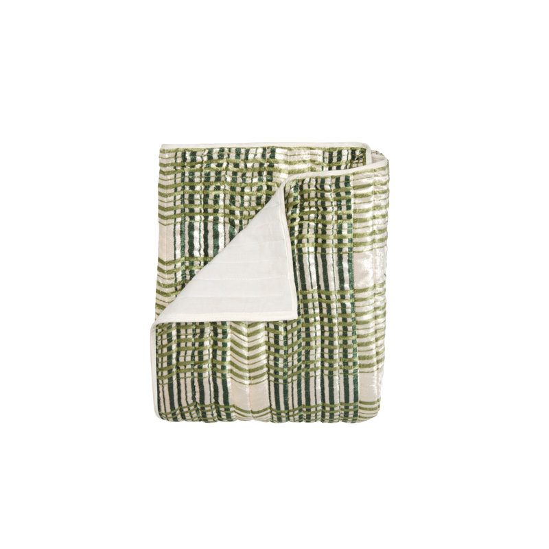 Jatin Quilted Throw Blanket, Sage Plaid