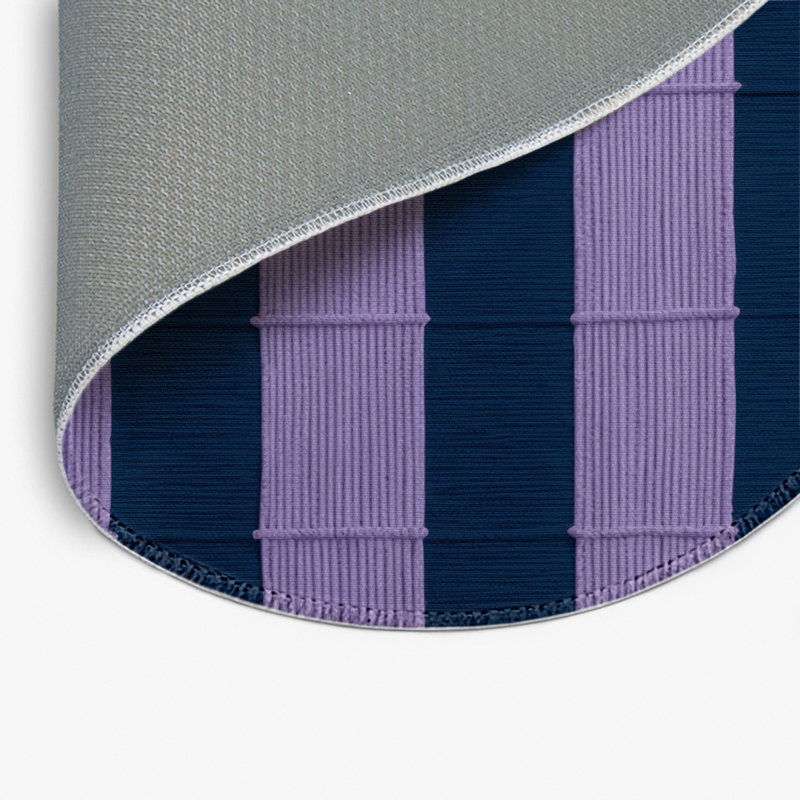 Checkered Blue Indoor and Outdoor Area Rug, Round 5'