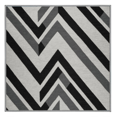 Washable Graphite Light Gray Striped Area Rug