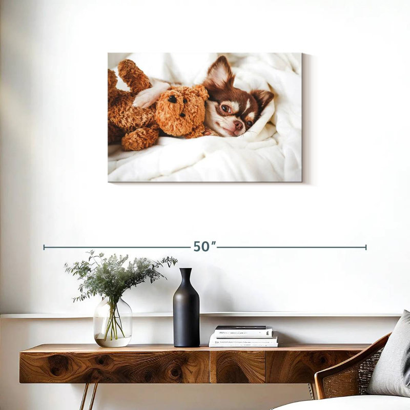 Brampt Chihuahua With Teddy Bear, 20" H x 30" W