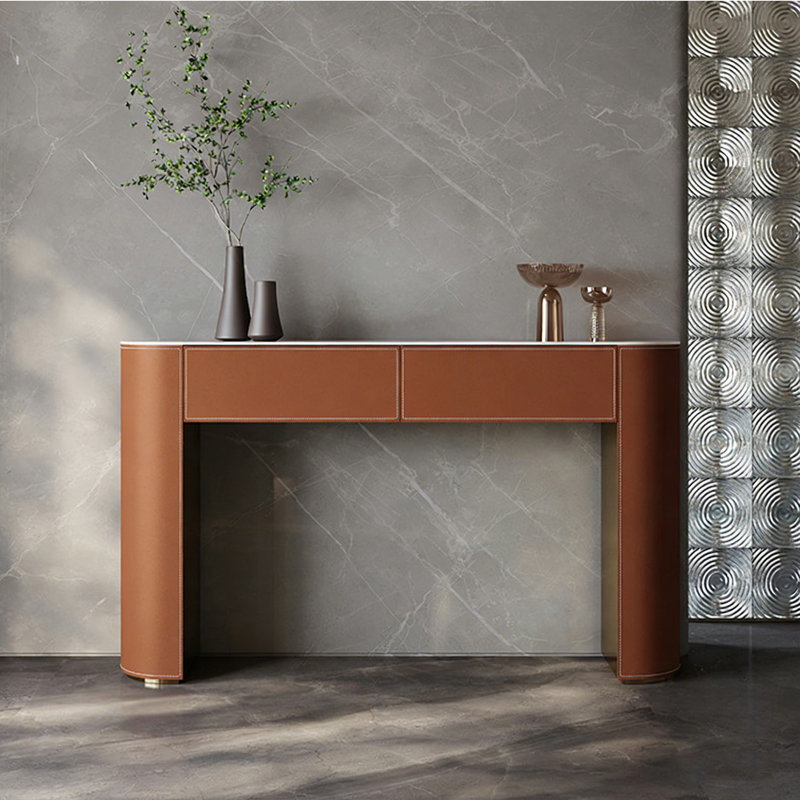Console légère en pierre frittée de style luxueux., H 35,4 po x l 47,2 po x P 13,7 po
