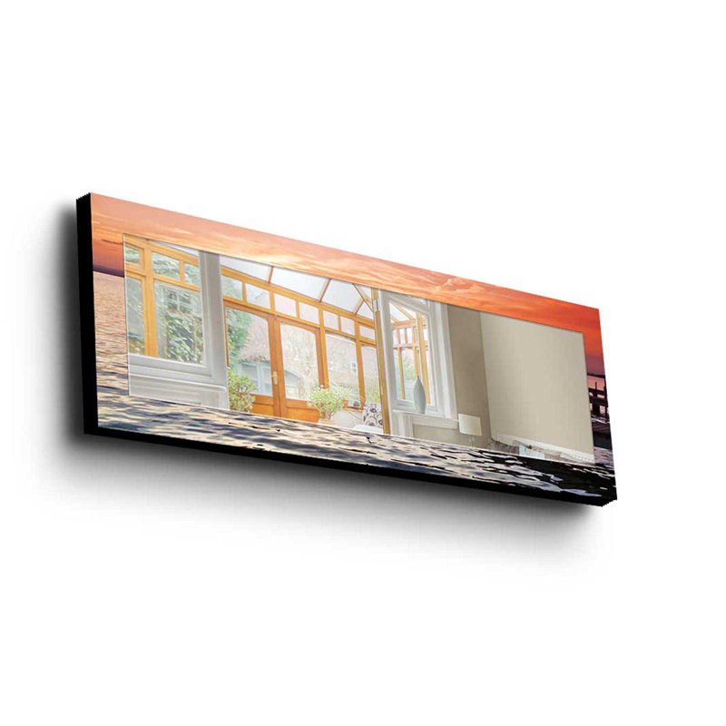Elegant Decorative Mirror with 100% Pine Wood Frame, 15.7 x 47.2 inches | Real Glass Mirror (Thickness: 0.2 inches) | Stylish Fabric Painting | Ideal for Living Room, Bedroom & Entryway Decor