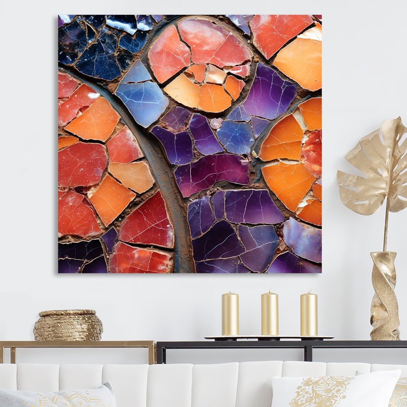 Orange And Purple Crystal Healing  II - Stone Geode Wall Art, 30" H x 30" W