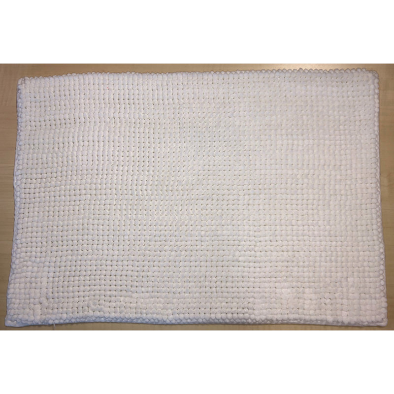 Alfretta Polyester Blend Non-Slip Bath Rug, Cream