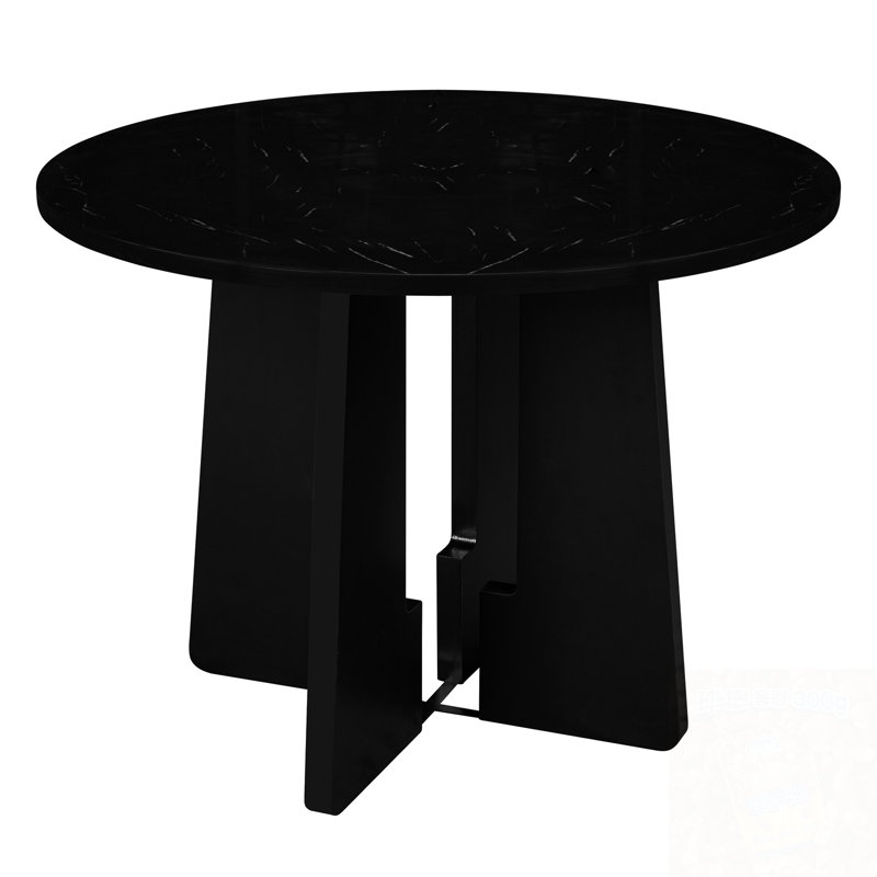 Table de salle à manger ronde avec base en croix, Noir