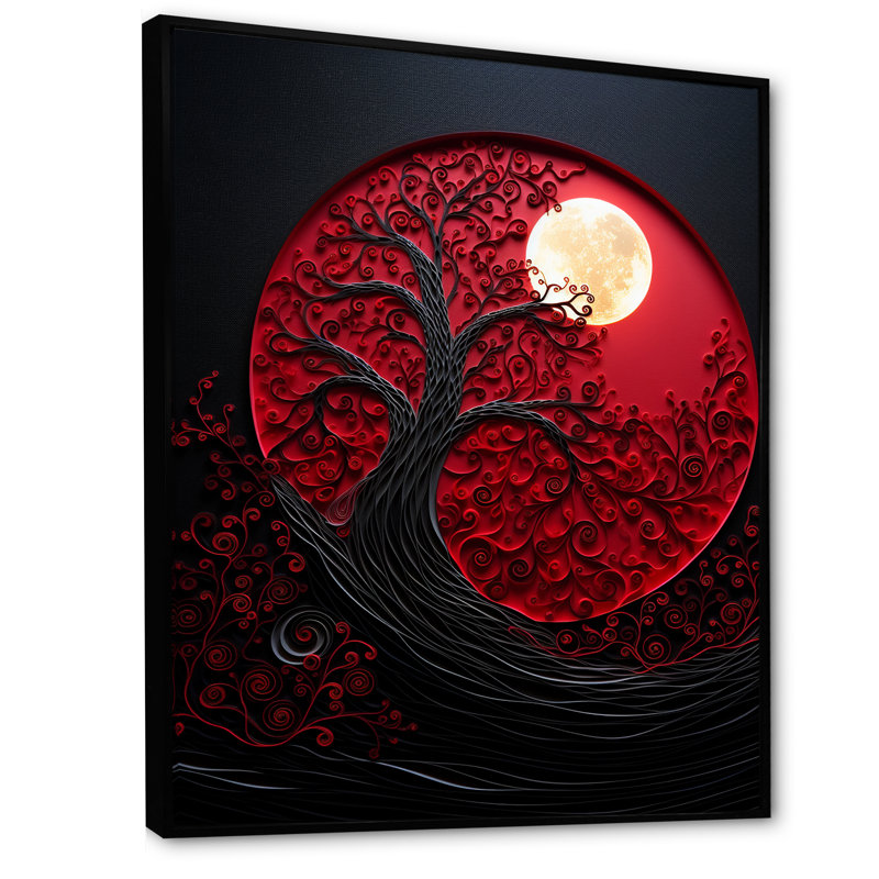Red Moon Ruby Radiance II, H 40 po x l 30 po x P 1,5 po, Cadre flottant noir