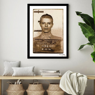 David Bowie - Mugshot - impression encadrée 14 x 18