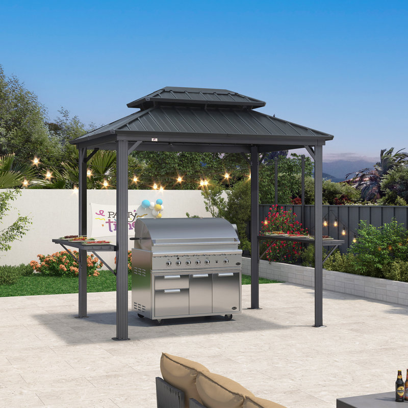 8 Ft. W x 6 Ft. D Aluminum Grill Gazebo, Gray