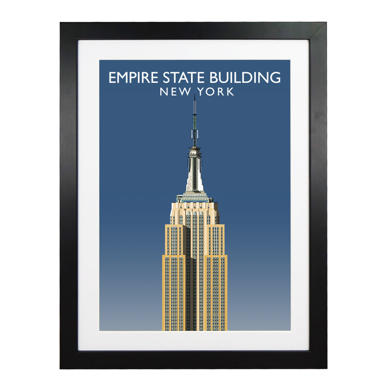 Empire State Building by Richard O'Neil - Print, 43.5 cm H x 33.5 cm W x 2.2 cm D, Black Wood Frame