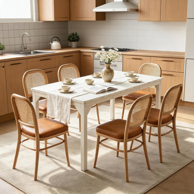 Modern Industrial Dining Table for 6-8 – 71'' Large Rectangular Table – Waterproof White Tabletop – Sturdy Metal Frame – Easy to Clean – Contemporary