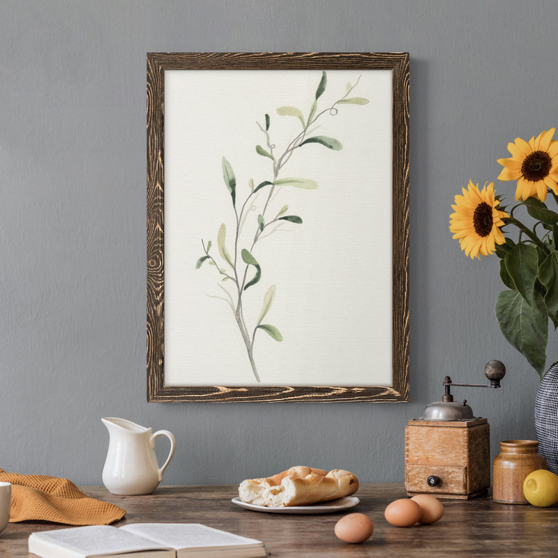 Spindle Sprig IV - Peinture sur toile encadrée, Noyer, H 32 po x l 23 po x P 1 po