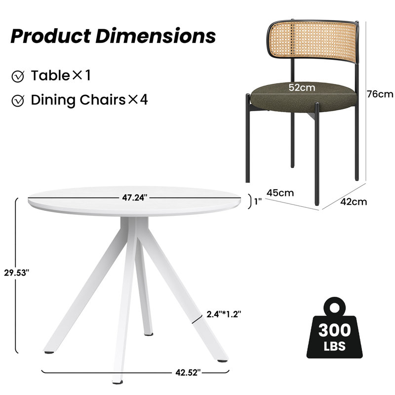 4 - Person Dining Set, White