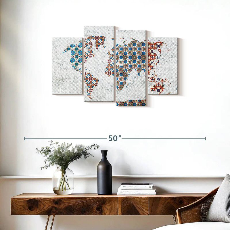 Aliaz Floral Tiles World Map