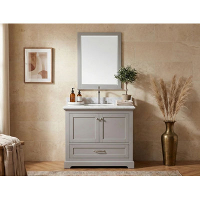 Mareo 36″ Solid Wood Single Sink Bathroom Vanity