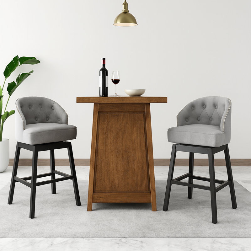 Tabouret de bar rotatif 28,75 po Olcay, Gris, 4