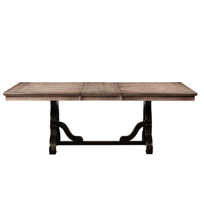 Table de salle à manger rectangulaire à finition érable - plateau en placage de bois de 34 mm (chêne), rallonge amovible de 18 po, conception élégante à tréteaux, look classique, 86 po x 42 po x 30 po, 150 lb extensible et polyvalente,