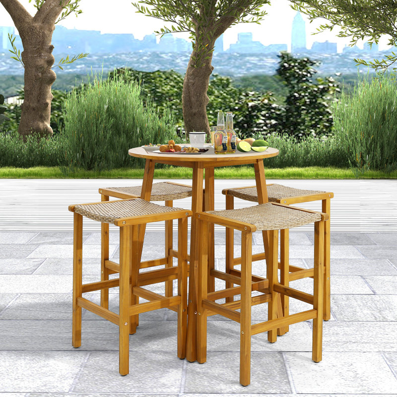 Paytin Acacia Outdoor Stool, 4