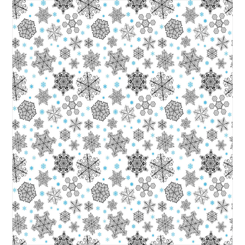 Twin Blue and White Snowflake Microfiber Duvet Cover Set