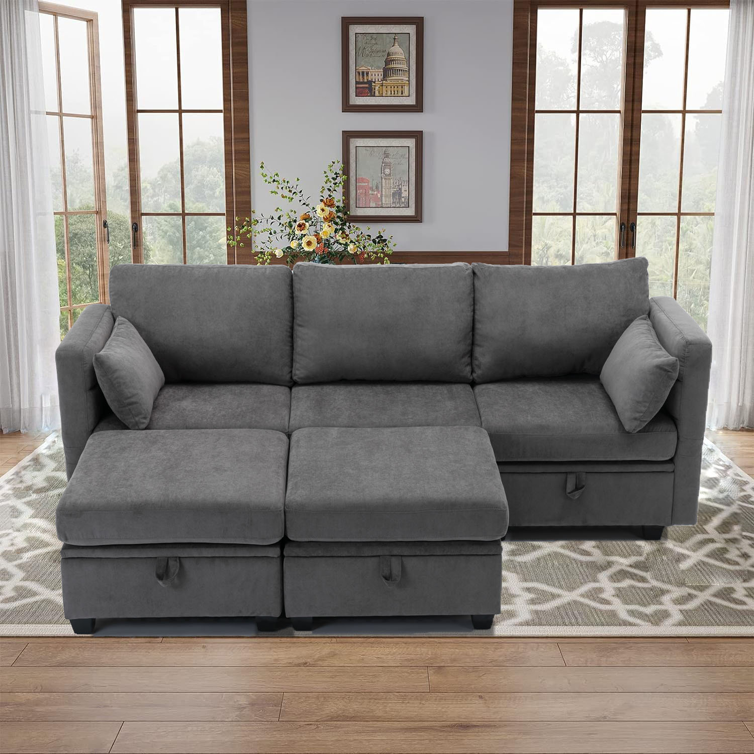 Refiye 5 - Piece Upholstered Flexible Modular Sofa, Seats with Storage