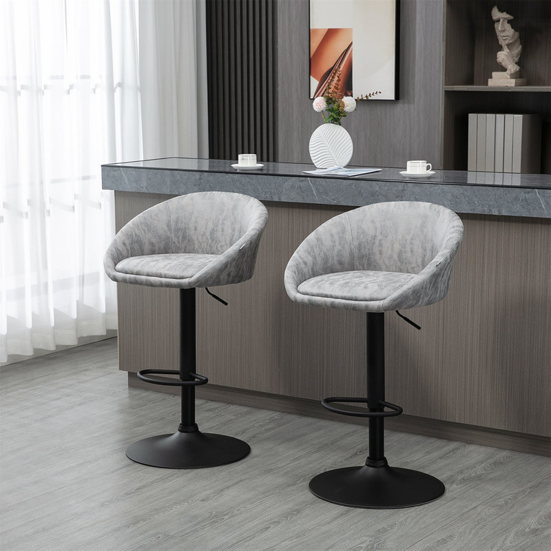 Lucendia Adjustable Height Bar Stool with Steel Frame, Light Grey
