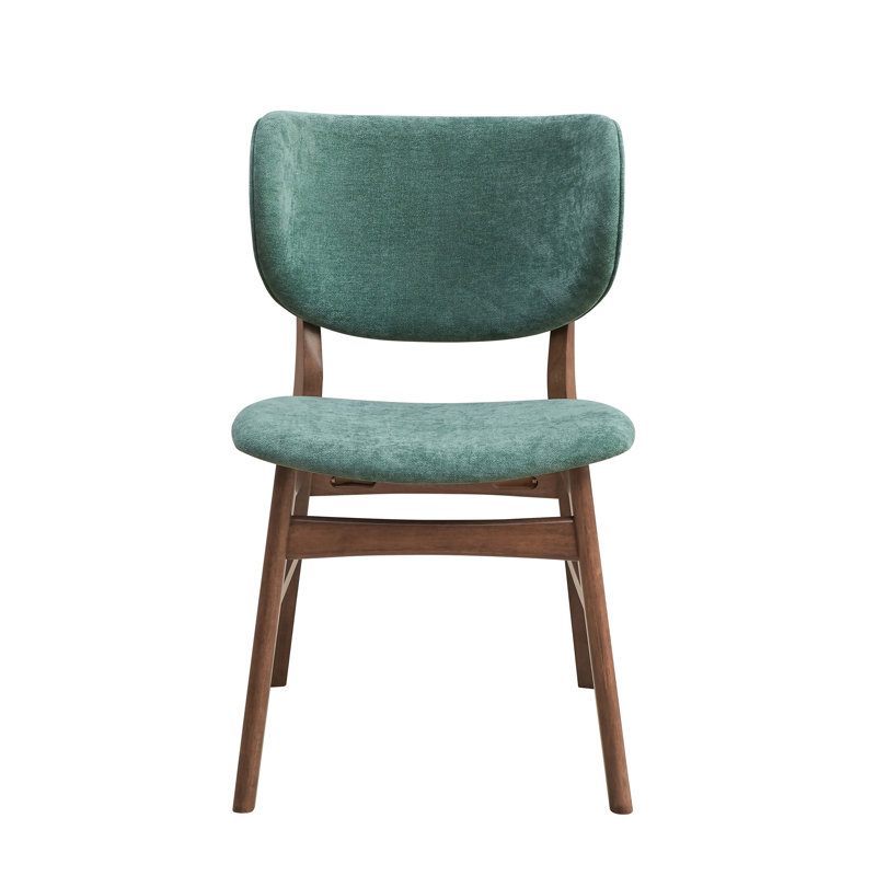 Chaise d'appoint rembourrée verte et noyer, Vert