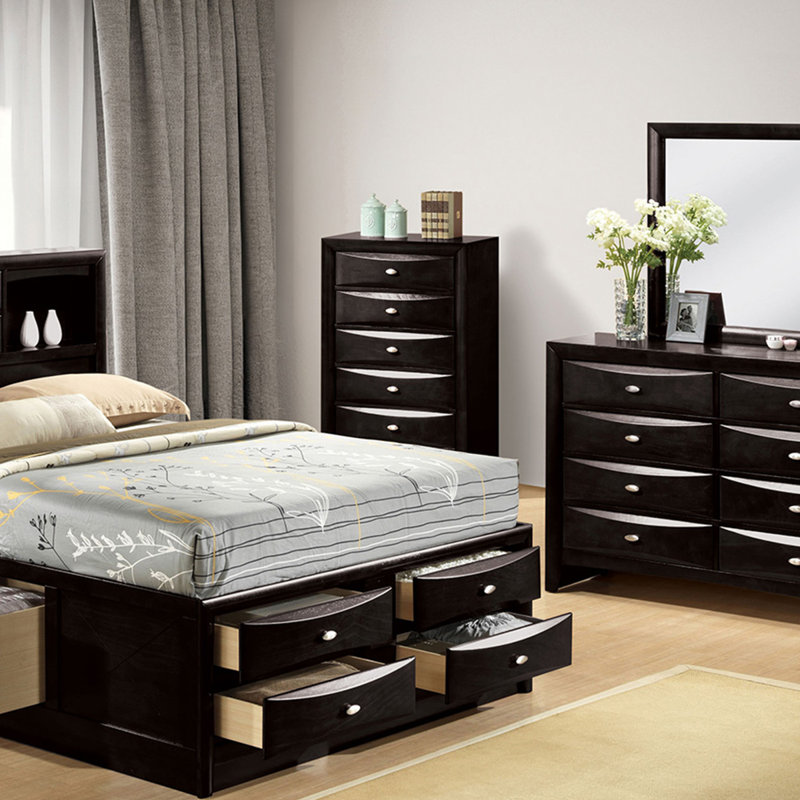 5-Drawers Chest 1pc Oval Knob Handles Transitional Bedroom Furniture, null