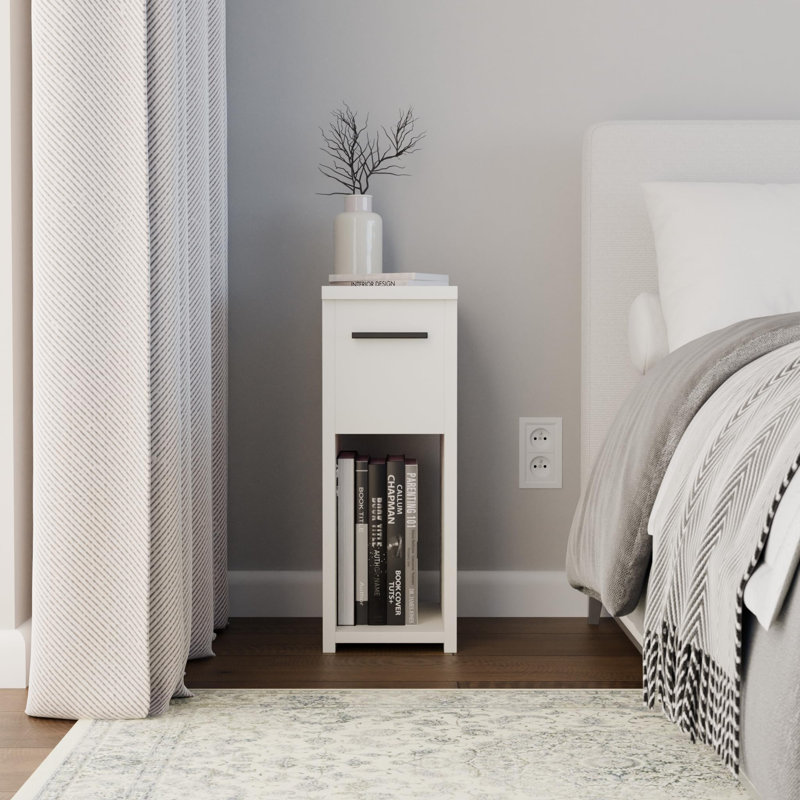20cm W Manufactured Wood Bedside Table, White
